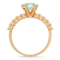 1.05ct okrugli rez zeleni simulirani dijamant 14k žuto zlato ugraviranje izjava bridalna godišnjica