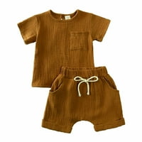 Ležerna odjeća za bebe Dječja odjeća New Summer Crepe Gauze majica kratkih kratkih rukava sa džepom