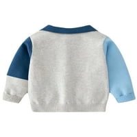 Glonme Kids Polo ovratnik rebrasti pleteni pulover baggy kućni vrhovi Blok u boji jesen džemperi Džemper