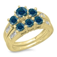 DazzlingRock kolekcija 2. Carat 14K Blue & White Diamond Stone zaručnički prsten CT, žuto zlato, veličina