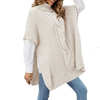 CLlios turtleneck džemper za žene kabel pletene batweing rukave pulover bočni prorez Čvrsti preveliki