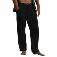 Aurouralne muškarce Hlače Muške nove posteljine hlače izvlačenja elastične čvrste boje labave ležerne