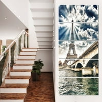 Art Eiffelov toranj i Iena most - Cityscape Photo Platno Art Print - plava u. Široko u. Visoki - ploča