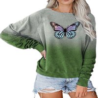 Ženski gradijentni leptir dugih rukava majica Ležerne prilike labavi pulover