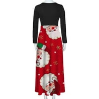 Kayannuo božićna haljina za ženu Božićni print cvjetni klirens dugih rukava za žene ženski božićni tisak