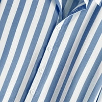 Nove trendi muške prugaste košulje s dugim majicama s dugim rukavima s dugim rukavima, majice za dugih rukava za uredski posao plavi XXXL klirens