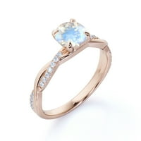 1. Carat okrugli rez plavi mjesec i moissanite beskonačno zaručni prsten za upletene u 18K ružičasto zlato preko srebra