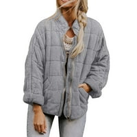 HOMCHY kaput Žene čvrste boje postolje navratnik pamuk podstavljena jakna Labavi džep dugi rukav kaput