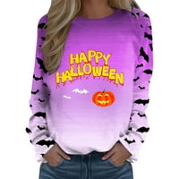 Ženska jesenska dukserica Halloween Print pulover posade izrez dugih rukava dugim rukavima