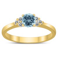 Ženski akvamarinski i dijamantski cintni prsten u 10k žutom zlatu