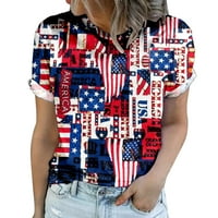 Ženska majica Kratki rukav Okrugli izrez SAD-a Neovisnosti 4. srpnja Zastava Gornji labavi patriotski