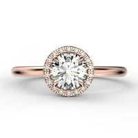 Fairy Minimalist 1. Carat Round Cut Diamond Moissan zaručnički prsten, Klasični vjenčani prsten u sterlingu