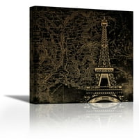 Eiffelov karta - Savremena likovna umjetnost Giclee na platnu Galerija WAPH - zidni dekor - umjetnička
