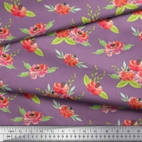 Soimoi ljubičasta poliester Crepe tkanina od listova i božur cvjetni ispis tkanine sa dvorištem širom