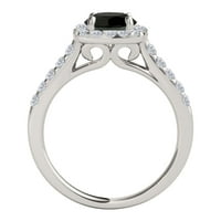 Mauli dragulji za angažman za žene 1. Carat Halo Black Diamond zaručni prsten izrađen 4-prong 14k čvrsto