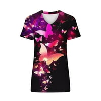 Uorcsa uzorak Ljeto kratki rukav Ležeran svesti svestrani V izrez cvjetni ispisani modni ženski majica