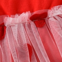 Djevojčica Crvena valentinovana odjeća za dnevnu odjeću Letter love-heart mrežaste haljine sa trakom