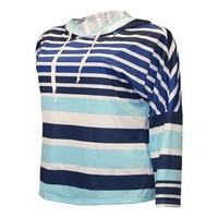 Avamo majica za ženske dukseve majica s kapuljačom Tee Ladies casual tunika Bluza Radni vrhovi zeleni stripe xl