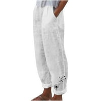 Hlače za žene Ženske ljetne casual Udobne labave džepne pantalone White XXL