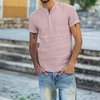 HHEI_K modna ličnost Muška pamučna posteljina za slobodno vrijeme kratki rukav majica top bluza Muške