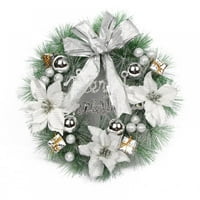 Božićni borov iglica vijenac Garland PVC prstenasti okvir vrata privjesak božićni vijenac ukrašen zvonama, loptima, lukovima, slovima sretan božićni ukrasi za božićne stablo