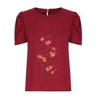 GAECUW usjeva za žene Trendi vrhovi bluze s kratkim rukavima TKENI SLIM POWEROVER mahune majice Cvjetni