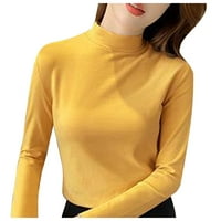 Majice za žene Slim Casual Solid Curtleneck bluza Slim Fit Stretchy sloj Tee majice Jesen zimska ženska