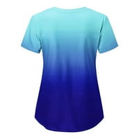 Ženski vrhovi tiskani bluza s kratkim rukavima Wembewear Women Ljeto okrugle dekoltene košulje plave