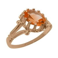Britanci napravili 18K ružičastog zlata Real Pravi citrinski ženski zaručni prsten - Opcije veličine