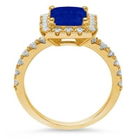 3,84ct smaragdni rez simulirani plavi safir 18K žuti zlatni godišnjica angažmana halo prstena veličine