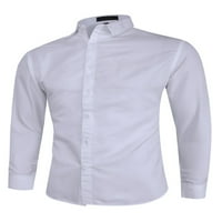 Sanviglor Men Tunic Majica rever izrez majice dugih rukava Slim Fit bluza Rad bijeli m