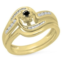 DazzlingRock kolekcija 0. Carat 10K crno-bijeli dijamantni zaručni prsten za angažman CT, žuto zlato,
