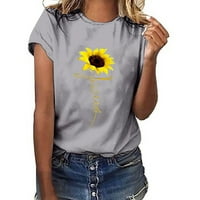 Outfmvch T majice za žene kratkih rukava za žene Trendi djevojke plus veličine suncokretovoj tinejdžerke
