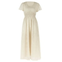 Haljine za žene kratki rukav A-linijski ležerni Ljeto Summer Dužina, puna V-izrez Haljina bijela 2xl