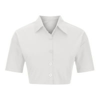 Zpanxa majice za žene labavi fit ljetni kratki rukav poliester pamuk pune boje slatka jednokratna rever