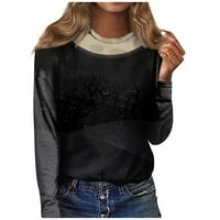 Mrigtriles Ženski povremeni modni modni print dugih rukava O-izrez Real Udobni pulover