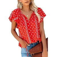 Ženska majica s kratkim rukavima V izrez cvjetni ispisani labavi ženski odjeća Streetwear Soft Cool
