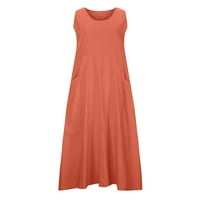 Ljetne haljine za žene, casual maxi sandresses solid color okrugli vrat bez rukava haljina s dugim ljuljačkama