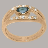 Britanci napravio 18k ružin zlato prirodni London Blue Topaz & Cubic cirkonijska ženska prstena - Veličina