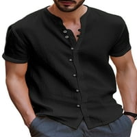 Tenmi Muške ljetne košulje V vrat kratkih rukava majica casual tee dnevna habanje bluza crna m