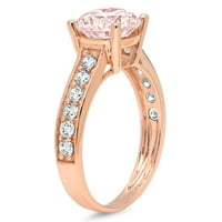 2.18ct okrugli rez ružičasti simulirani dijamant 14k ružičasti ružin zlato ugraviranje izjava bridalna