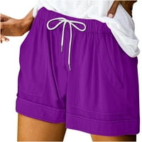 Charella ženske solidne sportske sportske kratke hlače sa džepovima za crtanje kratkih hlača ljubičasta,