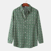 Rovga košulje Corduroy vrhovi ovratnik košulja rukave geometrijski dugi ispis casual muškarci, rušilice za muškarce Stilske muške majice