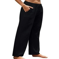 Prednji pidžama hlače za žene pamučne posteljine lounge hlače lagana široka noga za spavanje PJ dna
