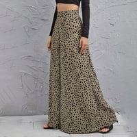 Hlače za žene Ležerne leopard visokog struka, šargasterne hlače široke noge dame lagane ljetne pantalone