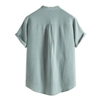 DTIDTPE majice za muškarce, ljetni ed košulja Collar pamuk i posteljina casual labava d bluza bluza