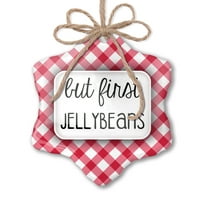 Božićni ukras, ali prvi jellybeans smiješan izrekao crveni plaid neonblond