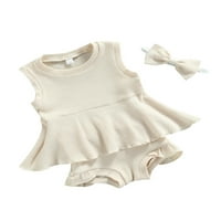 Jaweiw Baby Girls Outfit, Ljeto pune boje bez rukava bez rukava široki ručni na vrhu + Svegla SELVEGE