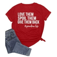 Majice za žene Ženska modna štampa O-izrez Kratka majica Labava bluza TOP WOMENS T košulje crvene +