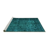 Ahgly Company Machine Persible Centrable Square Sažetak Tirkizne plave prostirke savremene suvremene površine, 8 'kvadrat